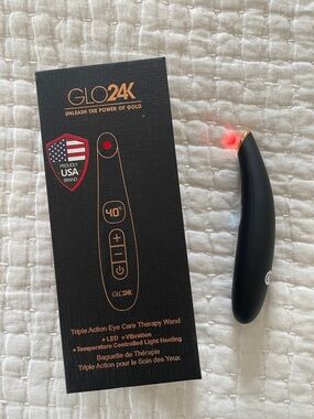 GLO24K Eye Care Therapy Wand - Black with Rose Gold Accents